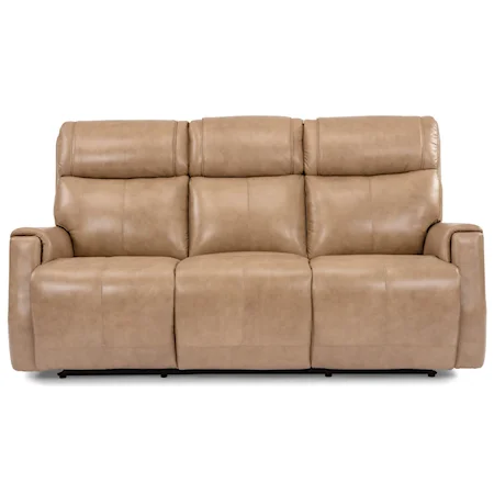 Contemporary Power Reclining Sofa with Power Headrests and USB Port